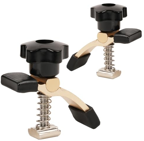 2 Piezas Abrazaderas de Fijación de Riel en T, Tratamiento Galvanoplastia + Cubierta Protectora Goma, Presionar Objetos de 45 mm Espesor, para Trabajar la Madera y Procesar Metales (Amarillo + Negro) | Puede presionar objetos de 45 mm de grosor, adecuado para el procesamiento de madera y metal (amarillo + negro)