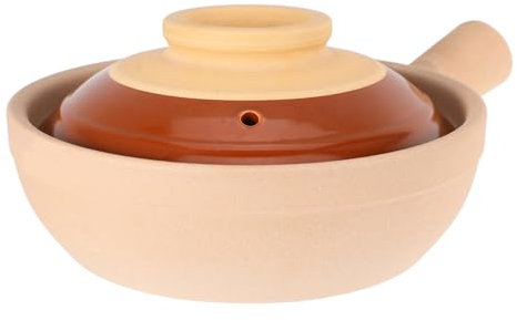 PRETYZOOM Cazuela De Cerámica Para Cocinar Arroz Sopa De Barro Con Tapa Olla De Terracota Sola Manija Para Cocinas Domésticas Para Cazuelas y Guisos