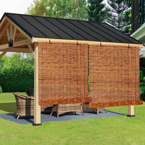 Raffrollo Bambus Sichtschutz Sonnenschutz Rollos & Jalousien Outdoor Wetterfest Bambusrollo 50 55 65 70 90 105 110 120 130 140 150 160 175 180cm Breit Einfaches Aufhängen Holzrollo Für Küche Pergola(C