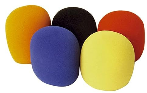 Vaguelly 5pièces Bonnette Anti-vent Pour Microphone De Scène Portable Lot De Housse De Protection Noir Rouge Jaune Orange