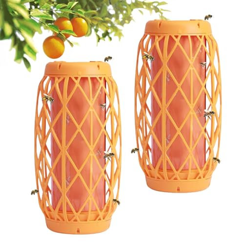 Trappola per – Trappola per vespe con nastro adesivo resistente integrato | Set di 2 acchiappe | 6 lavagne adesive intercambiabili per frutteti, terrazze e balconi