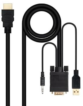 Watio Wave Convertidor - convertidor HDMI a VGA con audio, cable de 1.8 m, negro, fácil de usar, ideal para conectar dispositivos a pantallas VGA.*