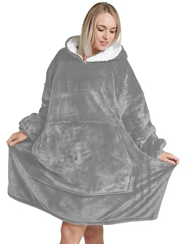 Oversized Hoodie Blanket Unisex Ultra Soft Sherpa Fleece Oodies | Wearable Blanket with Hood & Pockets One Size Fits All, Warm & Cozy Loungewear for Men Women