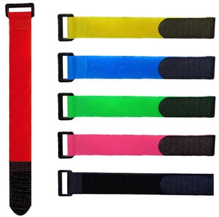 QitinDasen 30 Piezas 30 X 2 cm Nailon Cables Bridas Set, Correas de Cable Reutilizables, Tiras de Cable Ajustables, Ataduras de Cable Multiusos con Gancho y Bucle (Rojo Amarillo Azul Verde Rosa Negro)
