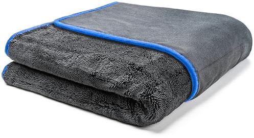 Kemes Chiffon de séchage pour voiture XXL 90 x 60 cm en microfibre de qualité supérieure - Ultra absorbant - Anti-rayures - Chiffon de polissage pour entretien de voiture et moto