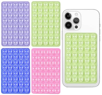 HUVZOR 4 Pièces Silicone Ventouse Telephone Portable,Support de téléphone adhésif en Silicone, antidérapant pour téléphone Portable, Support Solide pour Selfies et vidéos, Vert/Rose/Violet/Bleu