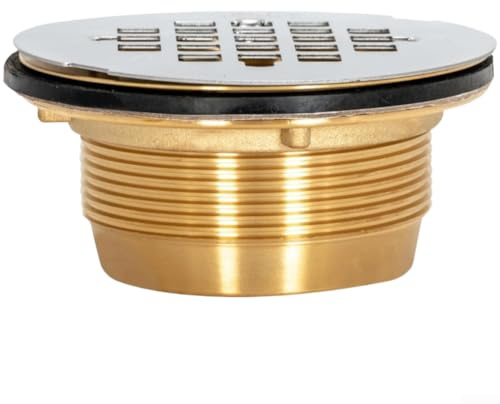 Besshepplo Duschavlopp i mässing 10,7 cm guld badrumsgolvmontering med anti-clog funktion inomhus utomhusbruk och 40–50 mm vattentätning luktbarriär