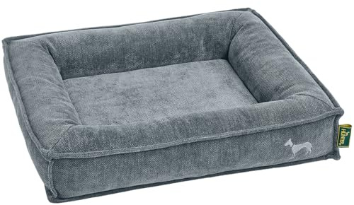 HUNTER Orthopädisches/Ergonomisches Hundebett MELUN, ergonomisches Hundebett mit Memoryschaum, druckentlastend und gelenkschonend, abnehmbarem Bezug, Farbe: graublau, Größe: M