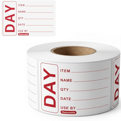 500 Food Labels-Removable Labels, 49mm x 75mm Easy Peel Off Leaving | No Residue Food Freezer Lables Reminder Food Storage Labels for Jars, Pantry and Meal Containers