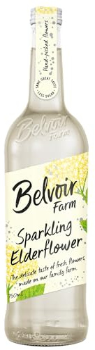 Belvoir Farm Sparkling Elderflower - Hand Picked Elderflowers | Great Taste Award Winner | Traditional Family Recipe | 100% Natural Ingredients | Suitable for Vegetarians & Vegans - 6 x 750ml Bottles
