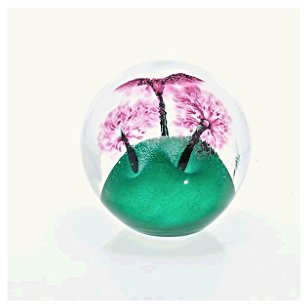 CRISTALICA Briefbeschwerer Blumen transparent mit Dekor Ø 10cm