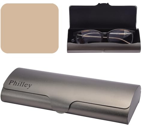 Philley Aluminium Ultra-Leichte Brillenetui Schlankes Lesebrillenetui | Hartschalen-Brilletui für Kurzsichtige, tragbar, für Reisen, aus Metall, Schutz für Damen und Herren
