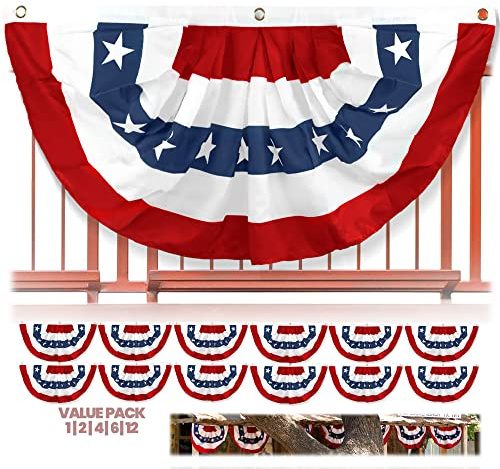 USA-Plissee-Fanflagge, Anley 4,6 x 9,1 m, amerikanische US-Flagge, patriotische Sterne und Streifen – scharfe Farbe und lichtbeständig – USA 4,6 x 9 m, halbes Fan-Banner