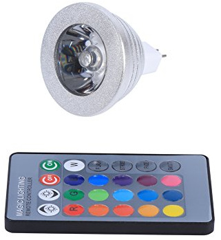 Zerodis LED-Licht Farbwechsel Lampe Birne, MR RGB 3W 16 Farbe LED Glühbirnen mit Fernbedienung für Home Bar 12V-24V