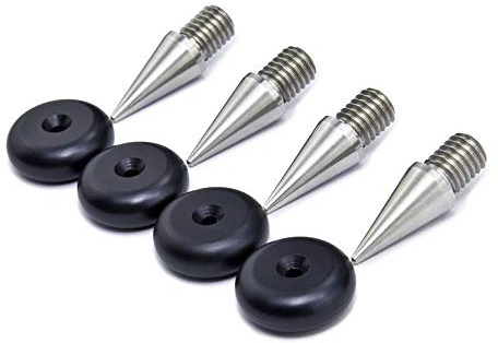 Precisiongeek M8 INOX Spike/Cono absorber per altoparlanti vite + alluminio anodizzato nero piedino - 4 pz