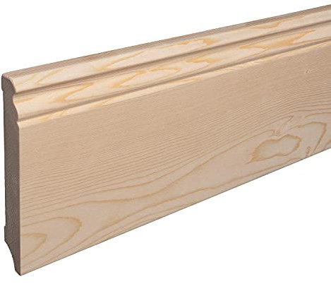 REESE Sockelleiste aus Holz | FICHTE | Massivholz-Fußleisten für Laminat Vinyl Parkettt | Hamburger/Berliner Profil | 120mm | Fichte roh geschliffen