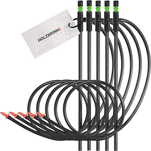 HOLZBRINK Micro-asperseur à Jet sur Pique 2 x 20°, débit 40 l/h, Pique de 20 cm + connecteur PLUN + Tuyau PVC + Adaptateur, 5 Lots