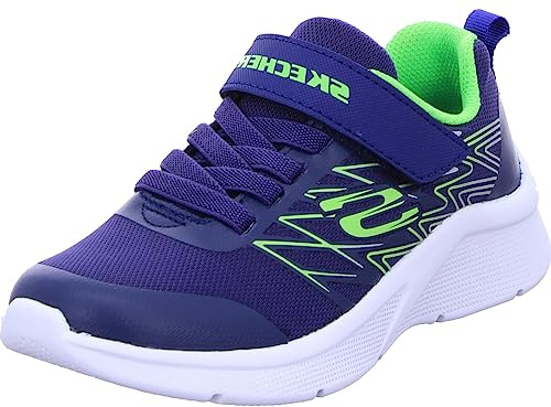 Skechers Microspec Texlor träningsskor för pojkar, Marinblå textil lime silver trim, 37 EU