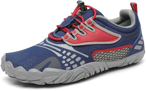SAGUARO Barefoot Zapatillas de Trail Running Niños Niñas Minimalistas Zapatos de Deporte Antideslizantes Calzado Descalzos para Fitness Correr Montaña Senderismo Agua, Mora Azul, 29 EU