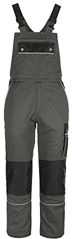 TMG | Leichte Arbeitslatzhose für Herren Style Light, graue Arbeitshose mit Kniepolster & Taschen, robust | Gr. 54
