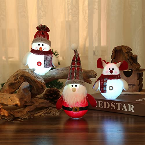 Bseical Weihnachtsfiguren Aussen Beleuchtet, 3 StüCk Led Weihnachtsbeleuchtung Leuchtende Ornamente, Weihnachtsdeko Amerikanisch, Beleuchtung Weihnachtsdeko Innen, Batteriebetrieben Nachtlicht