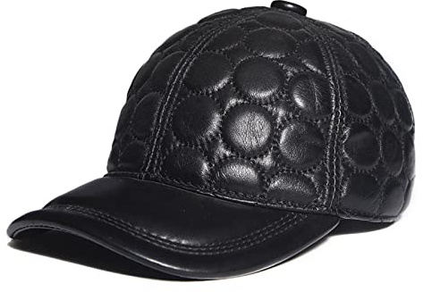 WHSPORT Leder Baseball Cap Herren Damen Kappe Verstellbare Unisex Schirmmütze Outdoor Running Freizeit Basecap (Color : Black, Size : 58-60cm/22.83-23.62in)