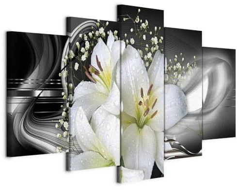 artgeist Acoustic Canvas Wall Art Flowers Lily 40x20 in - 5pcs Picture with Acoustic Foam Sound Print Artwork Room Acoustics Soundproofing Abstract b-A-0619-b-m