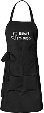 Huuraa Kochschürze T-Rex I`m cute Geschenk Schwarz Baumwolle T-Rex Geschenkidee