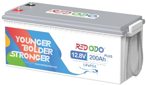 Redodo LiFePO4 Batterie 12V 200Ah Plus mit 200A BMS, über 4000-15000+ Zyklen, 2 fache Lebensdauer Eingebautes, Perfekter Ersatz für Blei-Säure, AGM, FLA, Gel Akku | 2560Wh, Ideal für Wohnmobil, Solaranlage, Boot, Notstrom, Off-Grid, Stromspeicher, 4000+ Zyklen, 5 Jahre Garantie