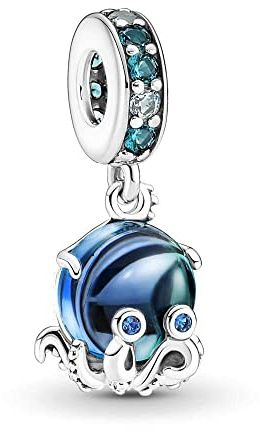 Lkwidi Femme Charms Une pieuvre en verre Murano Argent Sterling 925 Pendentif avec Zircon Cubique pour Bracelet