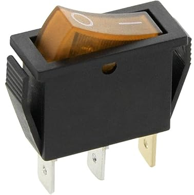 CABLEPELADO Interruptor basculante 3 pines ON-OFF SPST de doble polo – 16 A 250 VAC | 20 A 125 VAC, naranja