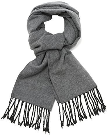sy soul young Herren Herbst Baumwolle kariert Schal- Winter Jungen Warm Lange Scarf mit Luxuriöse eschenkbox(Quaste,Hether grau)