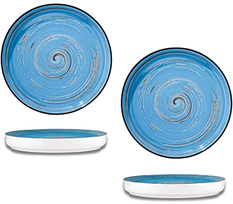 Wilmax - Piatti piani gourmet SPIRAL - Set da 2 - Forma originale - Design moderno - Resistenti ai graffi - Lucidati a mano - Per uso domestico - Per ristoranti - Diametro 23 cm