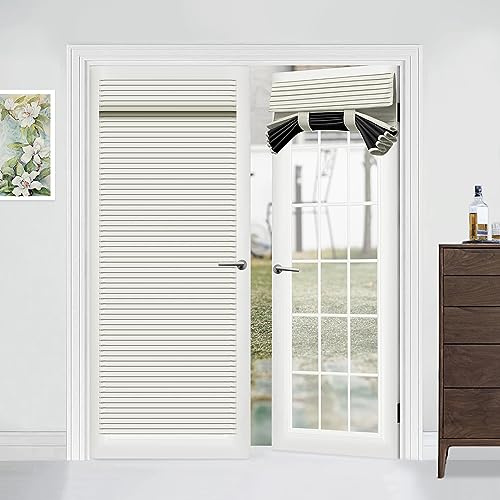 Muamar French Door Curtains Privacy Door Blind, Front Door Window Curtain, Venetian Blinds Style Door Window Cover, 1 Panel (White, W25” x L70”)