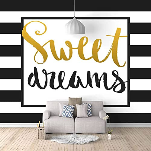 Wandbild Tapete, 3D Alphabetzeichen Schwarze Und Weiße Streifen Selbstklebende Tapete Zum Abziehen Und Aufkleben Für Wohnzimmer, Schlafzimmer, Tv-Hintergrund, Büro, Rest 400 (Breite) x 280 (Höhe) cm
