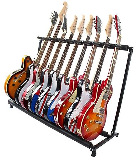 BESTXH Multi-GitarrenstäNder, Mit 9 Halterungen, Faltbar, Universell, Tragbar, Multi-StäNder, GitarrenstäNder, FüR Akustikgitarre, Westerngitarre, E-Gitarre