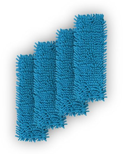 Ersatzbezug Hellblau für Bodenwischer ( 4er Pack ) - 40cm - Chenille Wischbezug, für alle gängigen Klapphalter - Bezug für alle Bodenarten