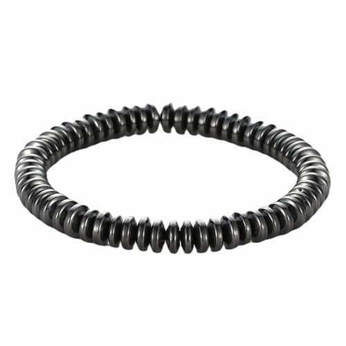 Wycian Herren Armband Kette, Magnetarmband Pärchen Perlen Schwarz Nicht Magnetischer Abstandshalter 19cmx8mm 1er Naturstein für Neujahr