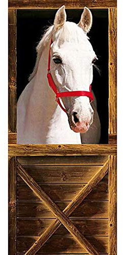 FYRHLH Türtapete 3D Selbstklebend TürPoster Weißes Pferd 3D Türaufkleber Fototapete Türfolie Abnehmbar Wandtapete PVC Wasserdichte Schlafzimmer Türaufkleber B100 x H200cm