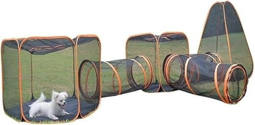 6 In 1 Katzenzelt， Katzentunnel，Für Drinnen Und Draußen, Kleintier-Laufstall, Haustierzelt Netz Katzengehege Für Kätzchen, Welpen, Kaninchen, Kleine Hunde