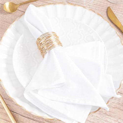 Stoffservietten, Dicke Baumwoll-Leinen-Servietten, 8er-Set, weiches Abendessen, 43,2 x 43,2 cm, Bulk-Tischservietten für Hochzeitsfeiern, weiß