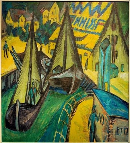 MNMSBFXQ Ölgemälde Leinwandbilder Bild Poster Kunstdrucke Badegäste am Strand Fehmarn von Ernst Ludwig Kirchner Drucken Ölgemälde für Wanddekoration 60x90cm