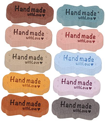 SEWACC 100stücke Pu-lederetiketten Handgefertigt Geprägte Buchstaben Herz-ornamente Für Nähen Taschenanhänger Kleidungszubehör Diy-verzierung