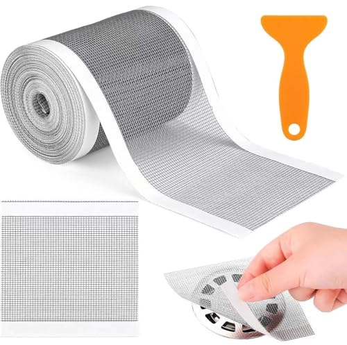 AJUNLKVDR Filtre à Cheveux Tamis Adhésif 10 cm x 10 m pour Caniveau de Douche, Bonde de Douche, Filtre de Vidange
