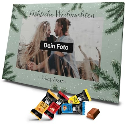 printplanet - Foto Adventskalender mit Lindt Hello-Füllung in 4 Sorten - Mit eigenem Bild bedruckt - Design Christmas Zweige