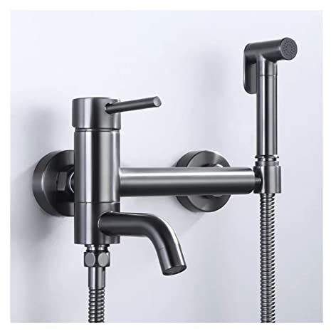 Pulvérisateur de bidet pour toilettes, pistolet en laiton noir, pulvérisateur de bidet à eau chaude et froide avec tuyau de bidet pour lavage féminin, pulvérisateur de toilette de bidet mural pou