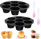 ZYNERY 2 Pezzi Stampo per Muffin da Forno con 7 Stampi Contenitori per Muffin Friggitrice Ad Aria Silicone Riutilizzabili Teglia per Antiaderente Stampo Cupcake con 2 Spazzole in Silicone (17.5cm)