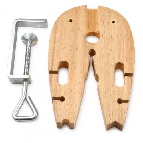 V-Slot Wooden Bench Pin with C-Clamp for Jewelers & Metalsmiths