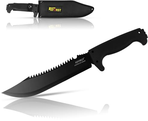 Xforst Rambo Messer CRB - großes Jagdmesser Hochwertiges Outdoor Survival Messer 39,5 cm Gesamtlänge, Kunststoffgriff und Aufbewahrungsscheide aus Oxford-Stoff