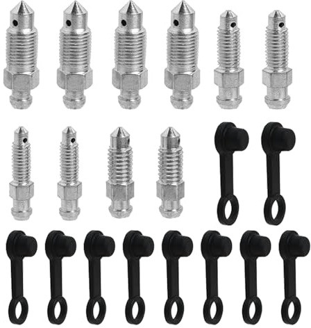 20 Stück Entlüftungsschraube,Bremsen Entlüften Hohlschraube M7 Schrauben Entlüftungsnippel Bremssattel Entlüftungsschraube Set,für Motorrad Fahrrad,M6x1mm M7x1mm M8x1,25mm M10x1mm M10x1,25mm mit Kappe